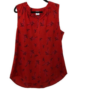 CAbi Red Sketchbook Sleeveless Blouse